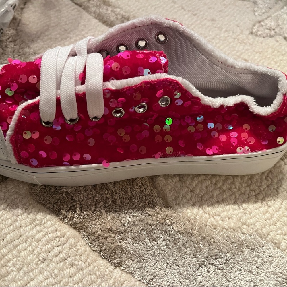 Sequin and Velvet Hot Pink Women’s Sneakers